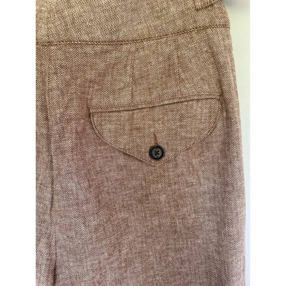 Banana Republic Brown Herringbone Linen Blend Wide Leg Pleated Pants Trousers 10